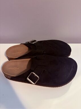 Universal Thread Slip-On Suede Buckle Mules - Black